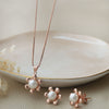 Pearl In A Flower Rose Gold Plated Sterling Silver Pendant Set