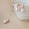 Stylish Loopy Pearl Rose Gold Plated Sterling Silver Pendant Set