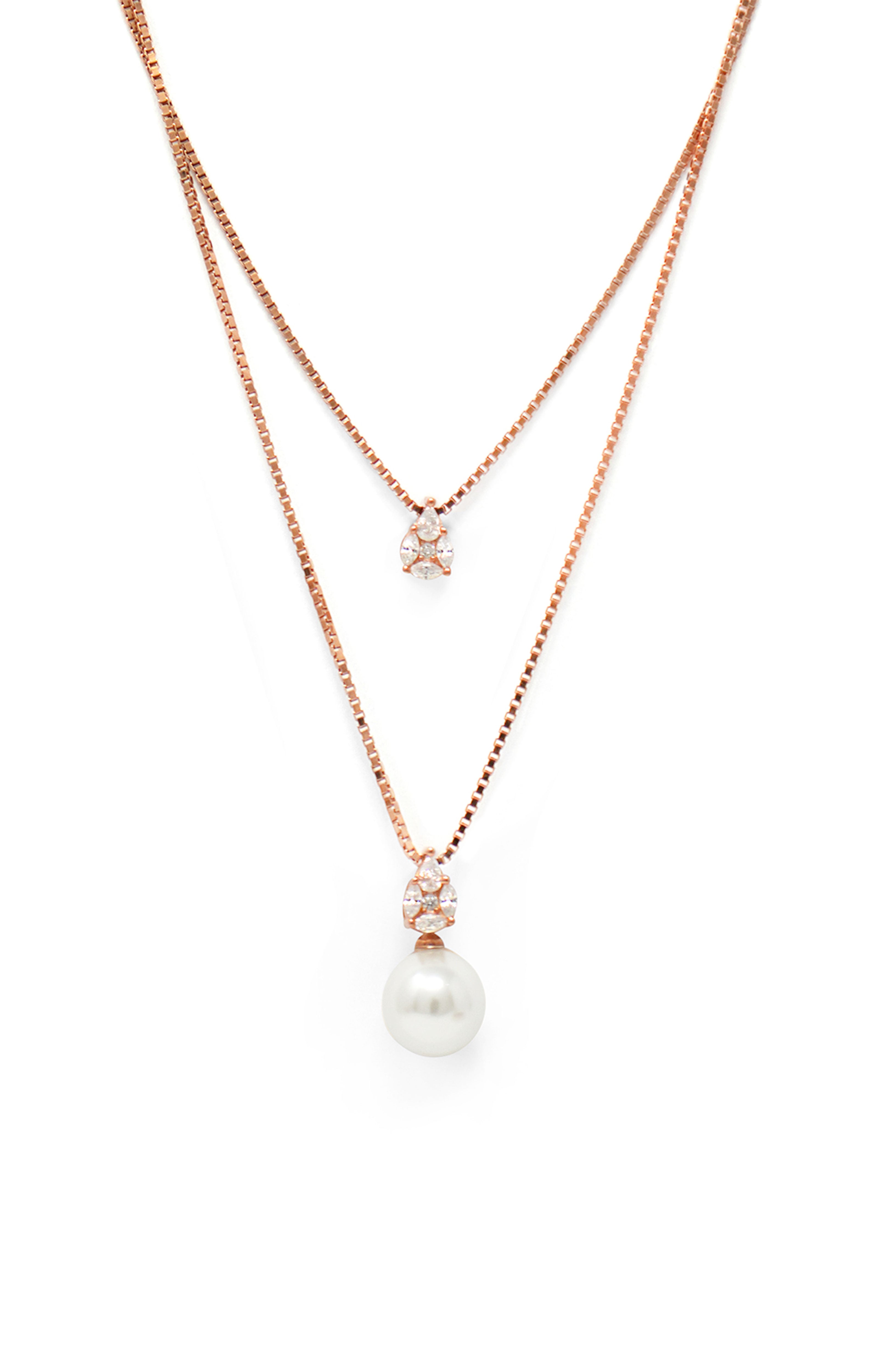 Buy Trendy Dual Layered Solitaire Rose Gold Plated Sterling Silver Necklace  Set by Mannash™ Jewellery