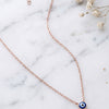 Tiny Evil Eye Rose Gold Plated Sterling Silver Chain Necklace