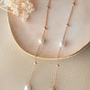 Pretty Pearls Station Rose Gold Plated  Sterling Silver Chain Necklace