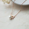 Pearl Underscore Sparkle Rose Gold Plated Sterling Silver Chain Necklace
