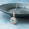 Shimmering Evil Eye Rose Gold Plated Sterling Silver Pendant