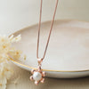 Pearl In A Flower Rose Gold Plated Sterling Silver Pendant
