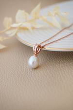 Stylish Loopy Pearl Rose Gold Plated Sterling Silver Pendant