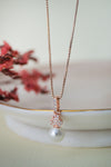 Tiny Pearly Crown Rose Gold Plated Sterling Silver Pendant