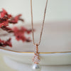 Tiny Pearly Crown Rose Gold Plated Sterling Silver Pendant