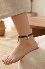 Cute Elephant Sterling Silver Thread Anklet