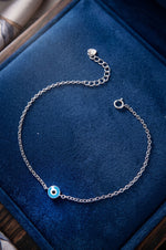 Cool & Fun Evil Eye Sterling Silver Chain Bracelet