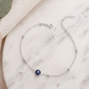 Beaded Station Chain Evil Eye Sterling Silver Bracelet