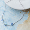 Triple Protection Evil Eye Sterling Silver Chain Bracelet