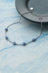 Stationed Protection Evil Eye Sterling Silver Chain Bracelet