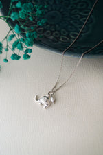 Cute Elephant With Pearl Gold Plated Sterling Silver Charm Pendant With Chain
