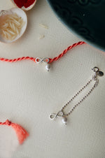 Infinity Love With Pearl Sterling Silver Rakhi With Lumba Combo