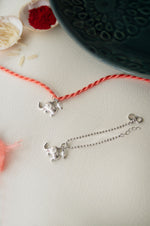 Cute Elephant With Pearl Sterling Silver Rakhi With Lumba Combo
