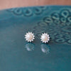 Glowing Pearly Flower Sterling Silver Stud Earrings
