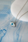 Evil Eye Eclectic Mother Of Pearl Rose Gold Plated Sterling Silver Chain Necklace