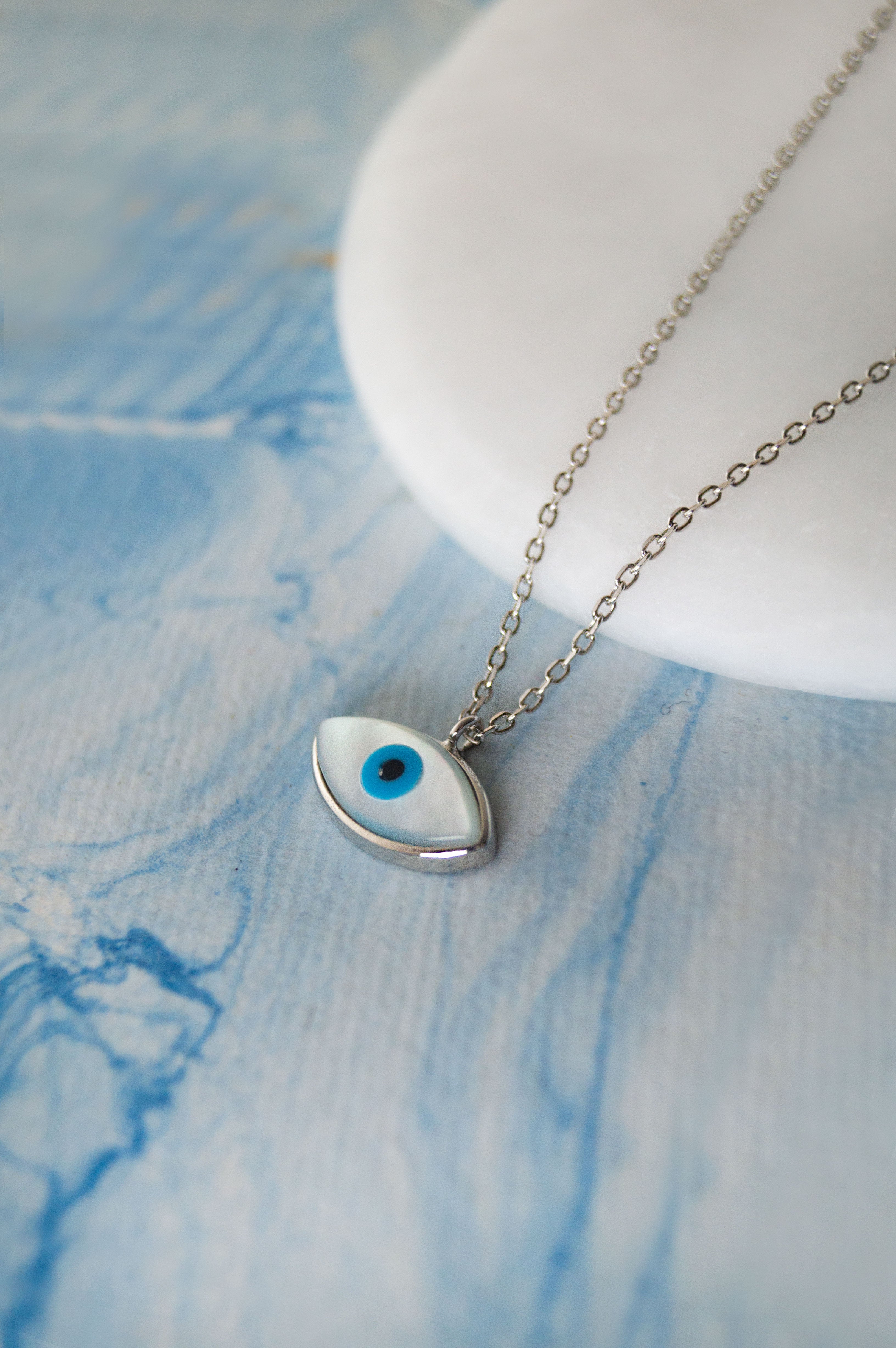 Blue Evil Eye Necklace (Silver-Plated) – Baronyka