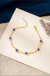 Double Layer Dainty Gold Plated Evil Eye Sterling Silver Bracelet
