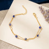 Double Layer Dainty Gold Plated Evil Eye Sterling Silver Bracelet