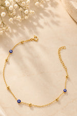 Delicate Beaded Evil Eye Gold Plated Sterling Silver Bracelet