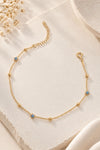 Bead And Star Evil Eye Stationed Gold Plated Sterling Silver Bracelet