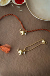 Cute Elephant With Pearl Gold Plated Sterling Silver Rakhi With Lumba Combo