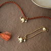 Cute Elephant With Pearl Gold Plated Sterling Silver Rakhi With Lumba Combo