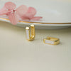 Classic Linear Mother Of Pearl Gold Plated Sterling Silver Hoop Earrings
