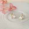 Striking Pearl Flower Gold Plated Sterling Silver Stud Earrings