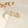 Rainbow Moon Stone Coin Sterling Silver Stud Earrings