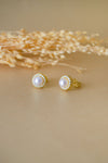 Pearl Halo Bling Gold Plated Sterling Silver Stud Earrings