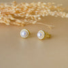 Pearl Halo Bling Gold Plated Sterling Silver Stud Earrings