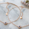 Dainty Evil Eye Rose Gold Plated Sterling Silver Anklet