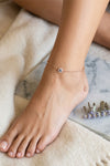 Dainty Evil Eye Rose Gold Plated Sterling Silver Anklet