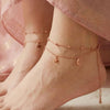 Star & Moon Charm Rose Gold Plated Sterling Silver Anklet