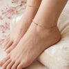 Station Beads Chain Rose Gold Plated Sterling Silver Anklet