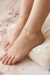 Station Beads Chain Rose Gold Plated Sterling Silver Anklet