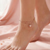 Dual Layer Heart Rose Gold Plated Sterling Silver Anklet