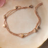 3 Layer Dancing Hearts Rose Gold Plated Sterling Silver Chain Bracelet