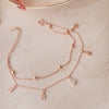 Charming Two Layer Trinklet Rose Gold Plated Sterling Silver Chain Bracelet