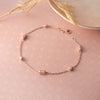 Beaded Station Rose Gold Plated Sterling Silver Chain Bracelet