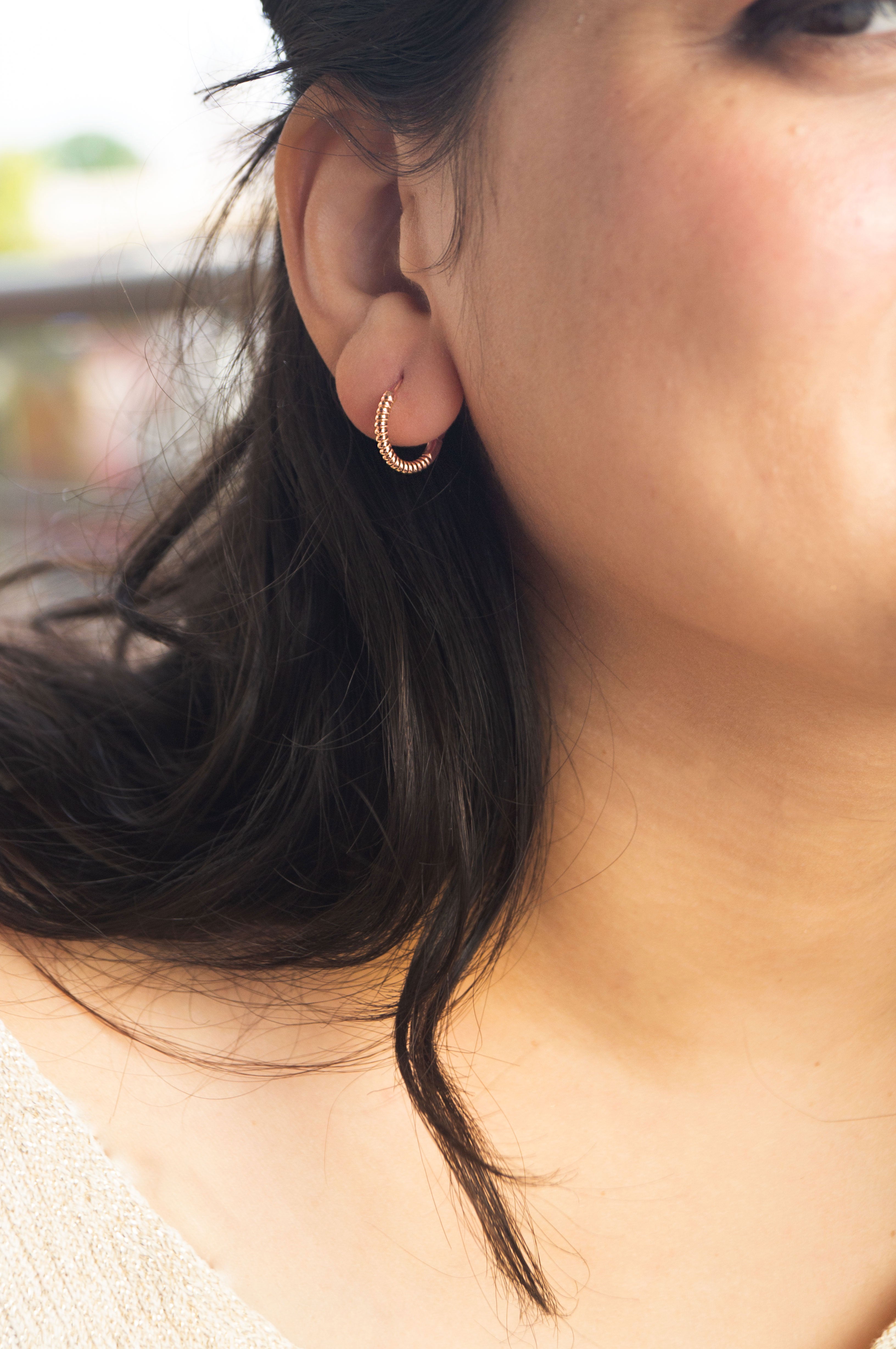 Gold plated sterling silver hoop earrings deals
