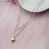 Trendy Two Layer With Heart Rose Gold Plated Sterling Silver Chain Necklace