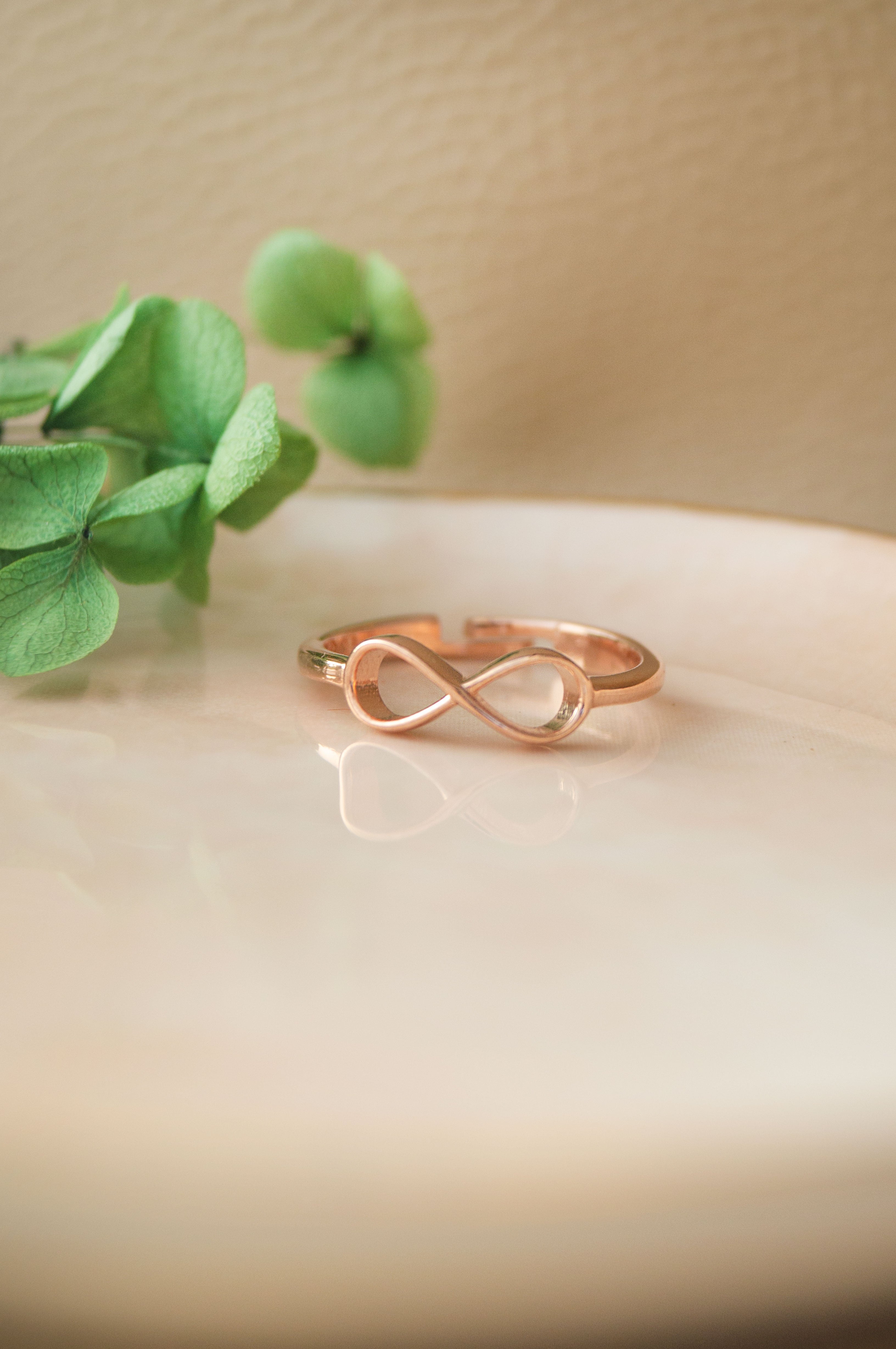 Buy Classic Infinity Rose Gold Plated Sterling Silver Adjustable Ring by Mannash Jewellery