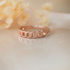 Interlinked Cuban Chain Rose Gold Plated Sterling Silver Adjustable Ring