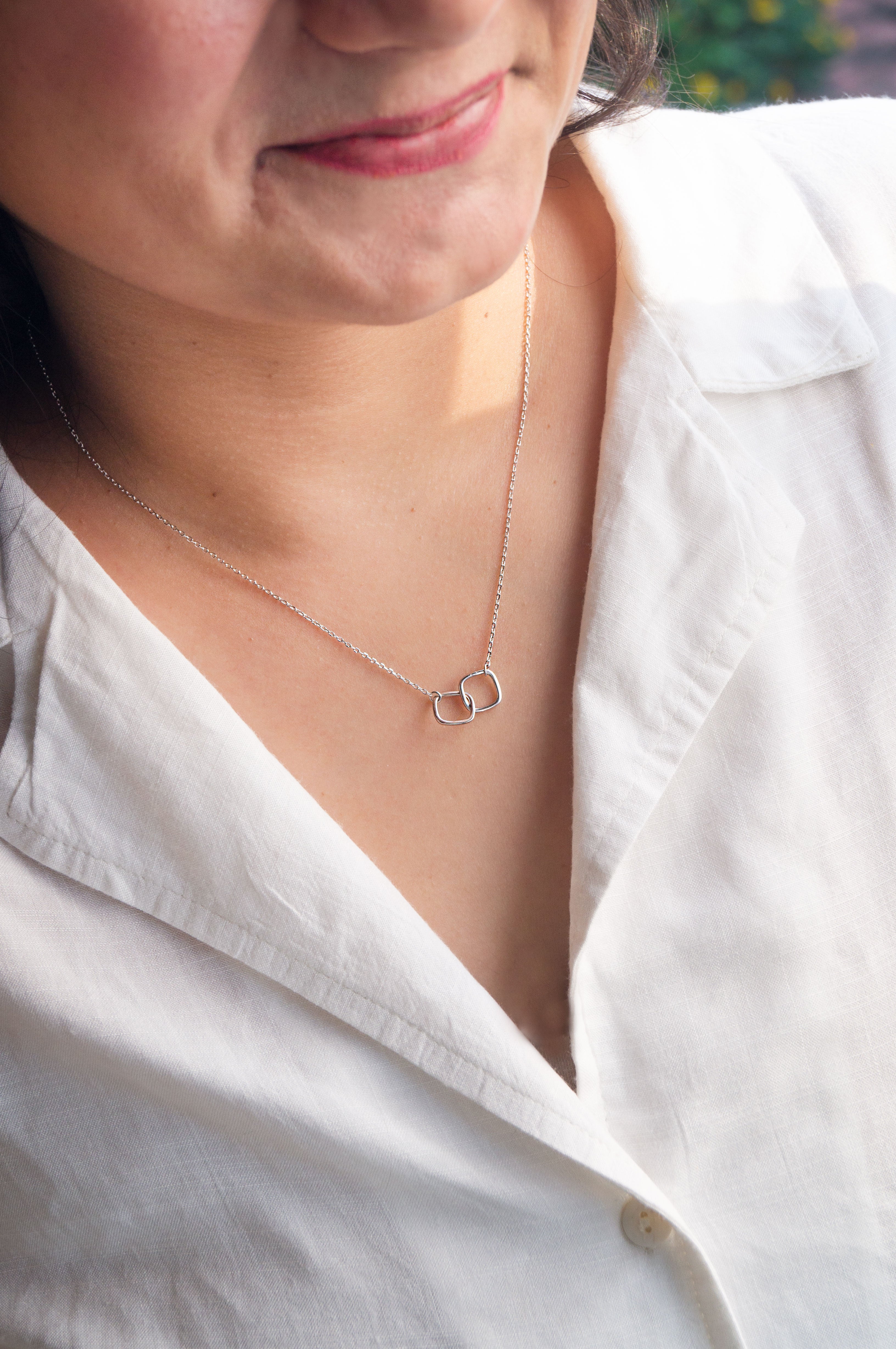 Interlocking Rings Necklace, Linked Circle Necklace, S925 Sterling Silver,  Gold, Rose Gold, Infinity Necklace, Double Circle Necklace Necklace