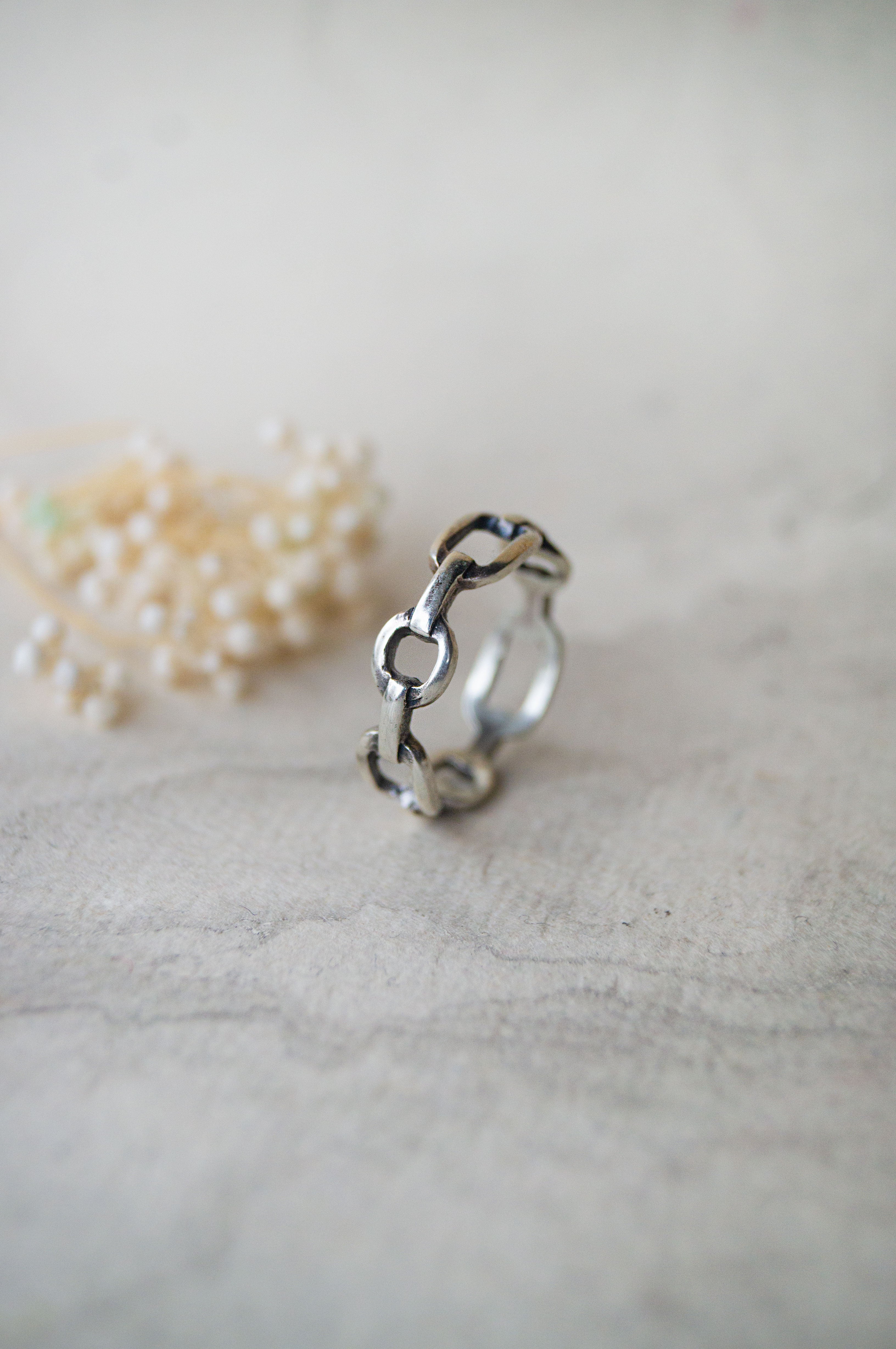Loop Rings In Silver Connected Loops Antique Finish Sterling Silver Band Ring | 925 Silver ...
