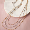 Tri Layer 3 Tone Oval Beads Sterling Silver Chain Necklace