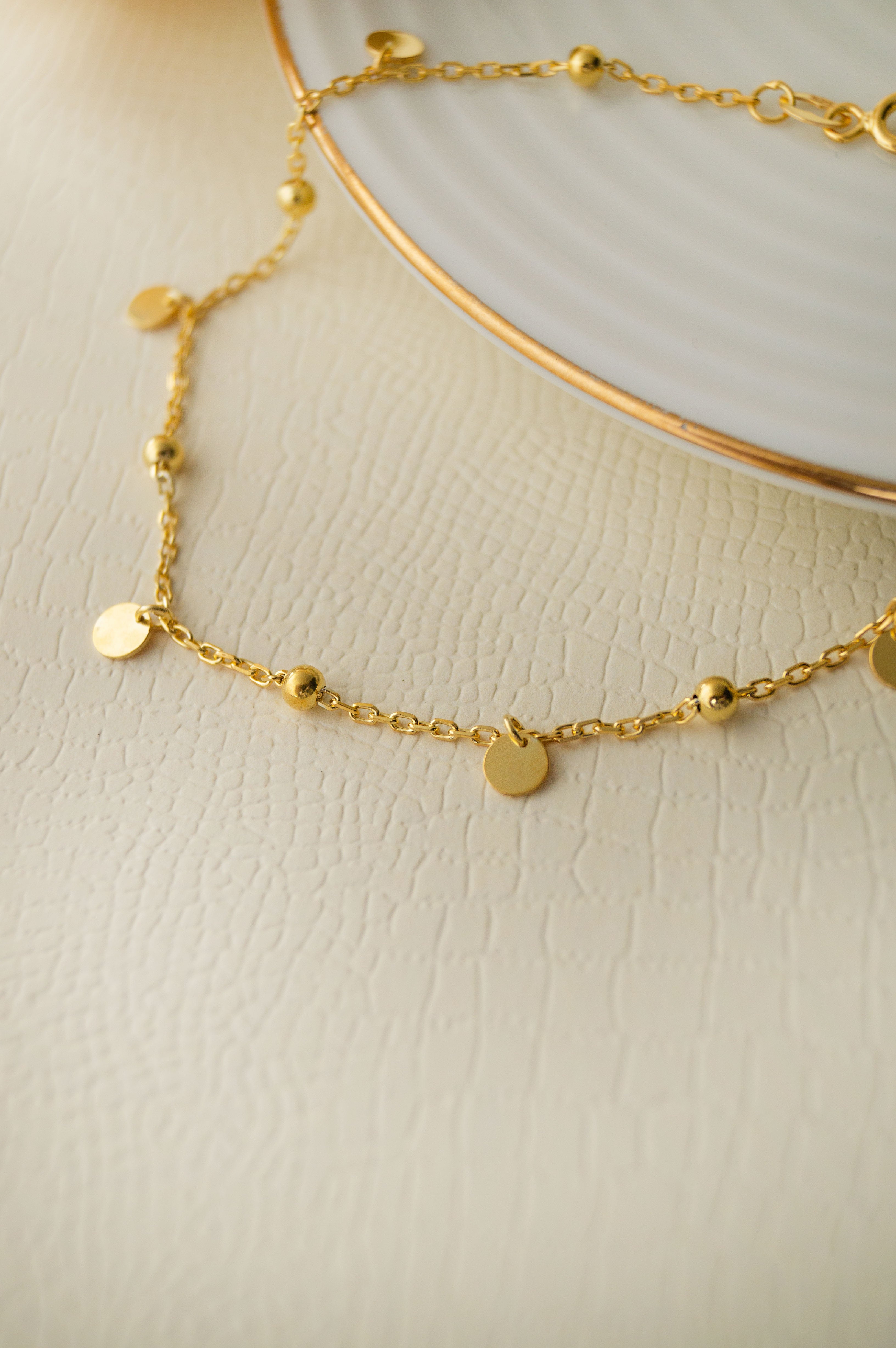 Buy Gleaming Circle Charms Gold Plated Sterling Silver Chain